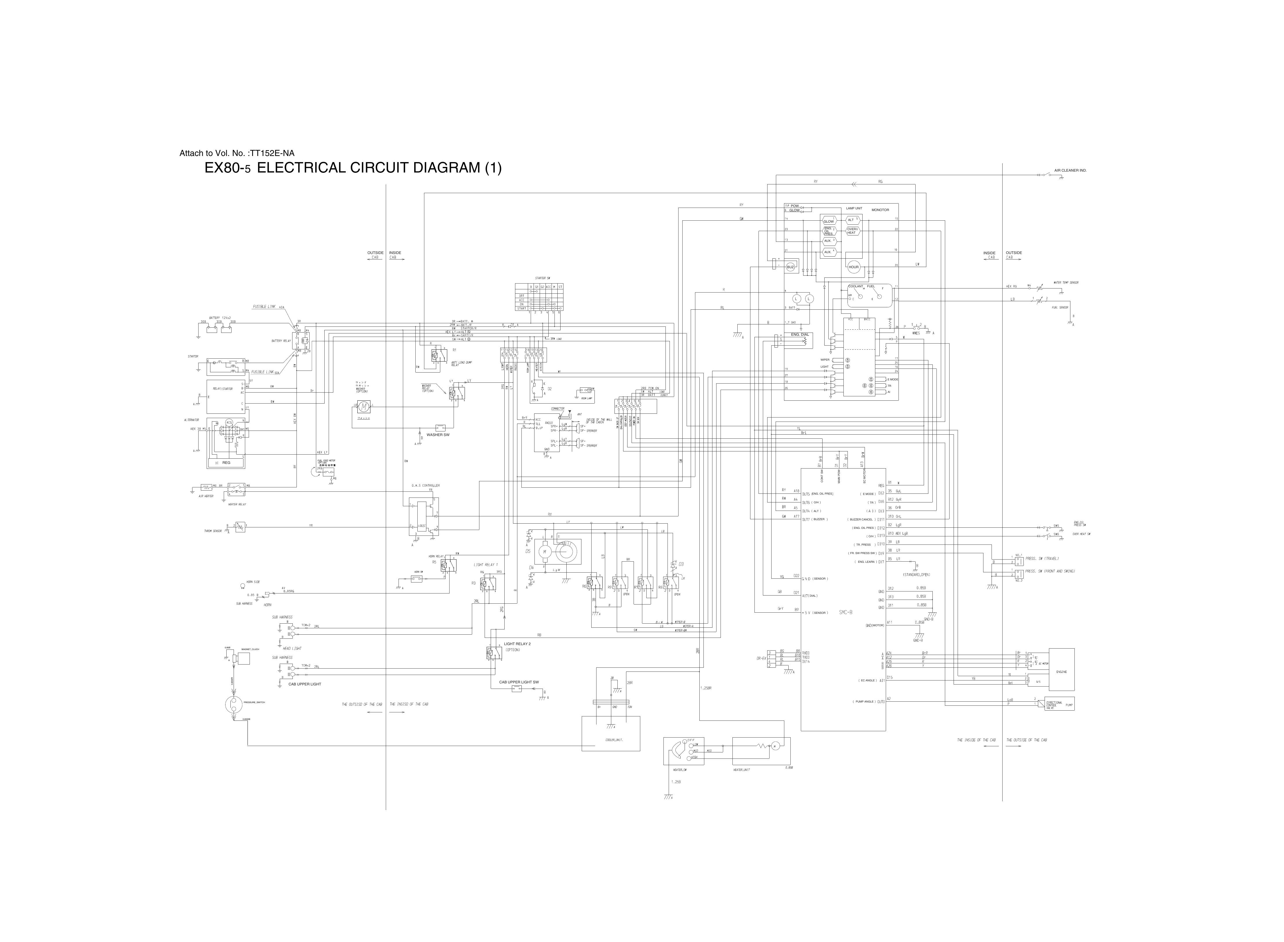 EX80-5 HITACHI HYDRAULIC CIRCUIT ELECTRICAL CIRCUIT DIAGRAM